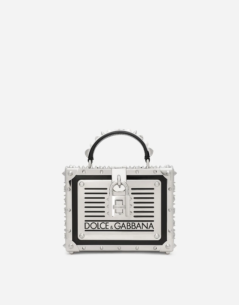 Polished calfskin Dolce Box bag with studs