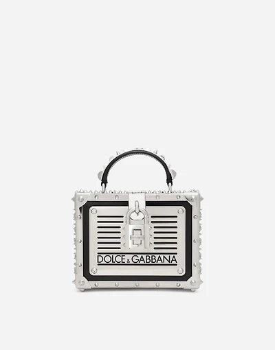 Polished calfskin Dolce Box bag with studs