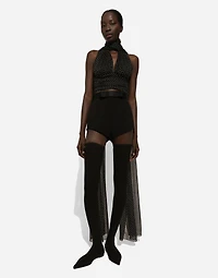 Chiffon top with polka-dot print and scarf detail