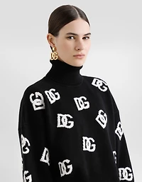 Cropped wool sweater with DG logo inlay
