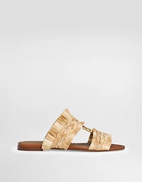 Rafia braided slipper with fringes