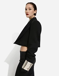 Short double wool tuxedo jacket