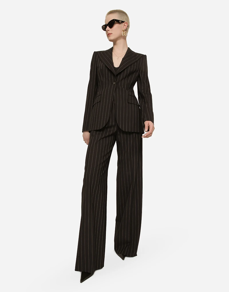 Single-breasted pinstripe wool Turlington jacket