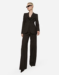 Single-breasted pinstripe wool Turlington jacket