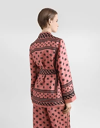 Silk twill pajama shirt with all-over DG logo scarf print