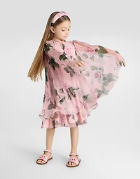 Chiffon dress with rose print