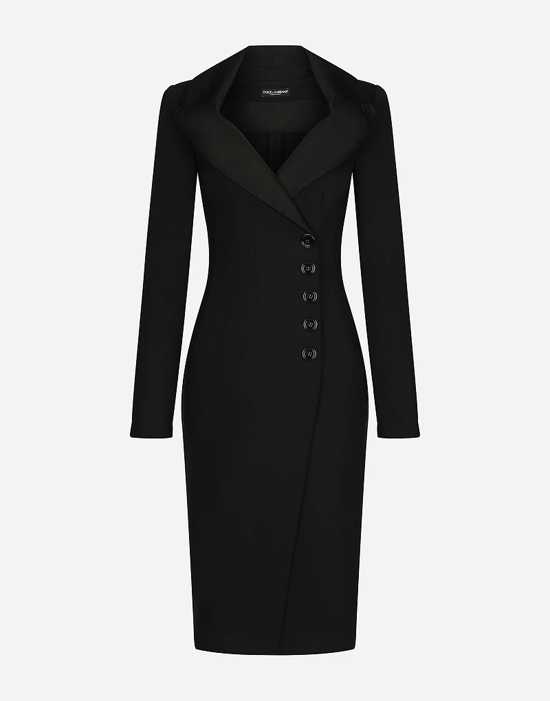 Technical jersey midi coat dress