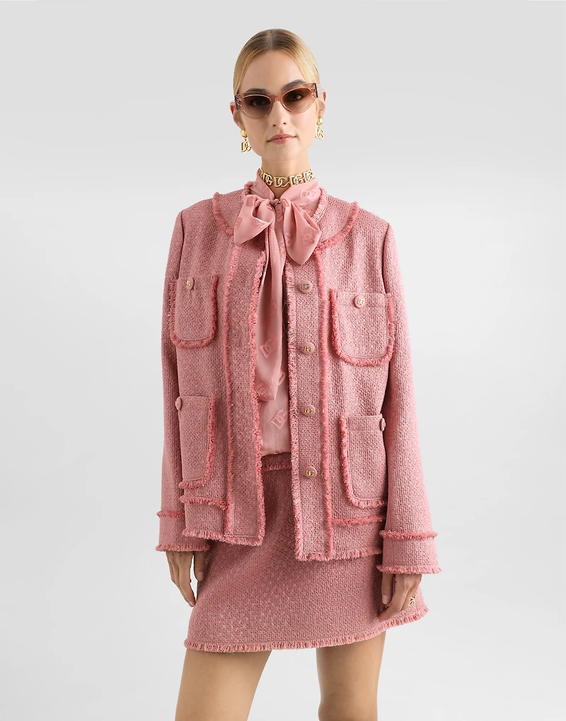 Single-breasted raschel tweed jacket