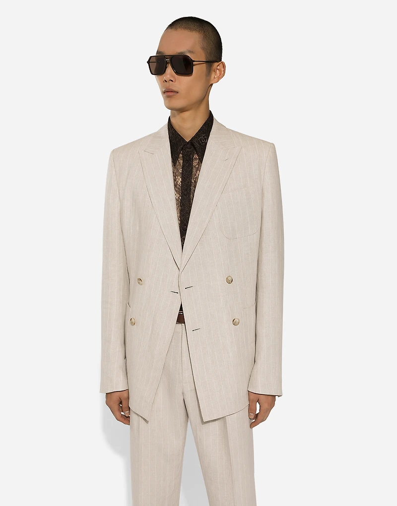 Double-breasted Portofino-fit jacket pinstripe linen