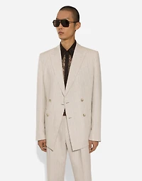 Double-breasted Portofino-fit jacket pinstripe linen