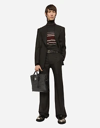 Coated jacquard briefcase