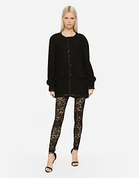 Floral lace-stitch leggings