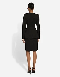 Single-breasted wool crepe jacket