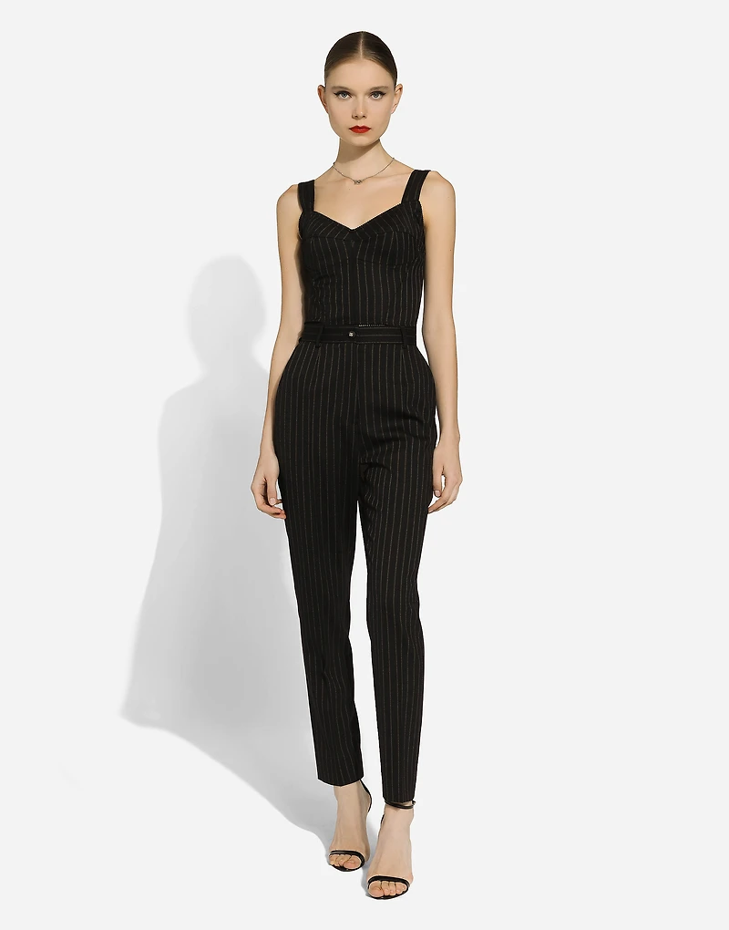 Pinstripe wool corset top
