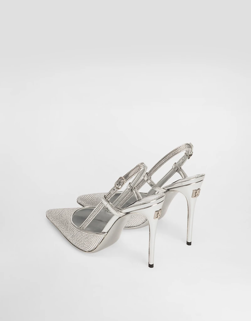Satin slingbacks with fusible rhinestones