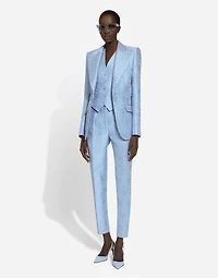 Single-breasted floral quilted jacquard Turlington jacket