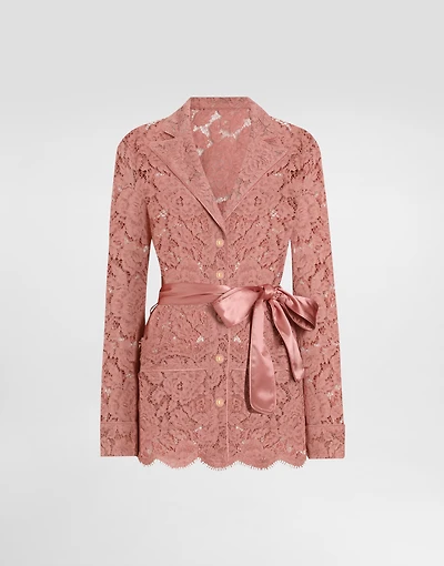 Floral cordonetto lace pajama shirt with DG logo