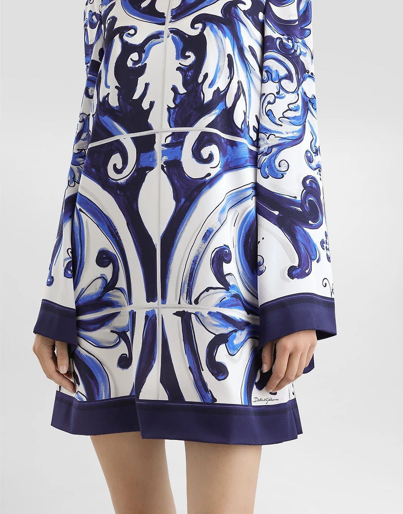 Majolica-print charmeuse dress