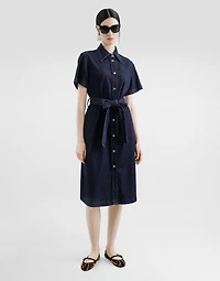 Silk denim shirt dress