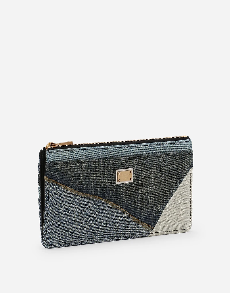 Large denim card holder