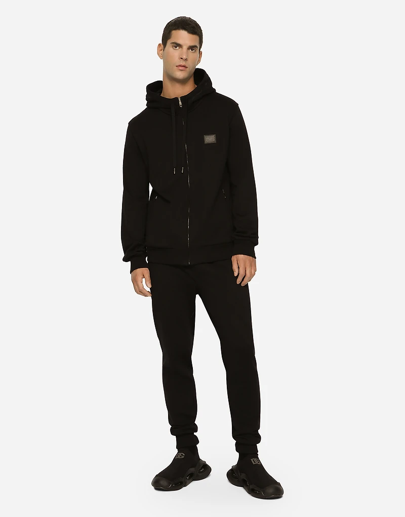 Jersey zip-up hoodie