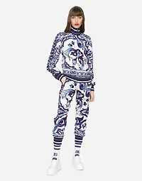 Majolica-print cady jogging pants