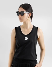 Oversize jersey tank top with DG logo embroidery