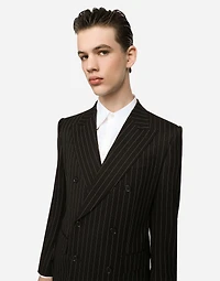 Double-breasted pinstripe stretch wool Sicilia-fit suit