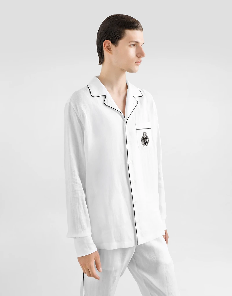 Linen vanity shirt with heraldic emblem