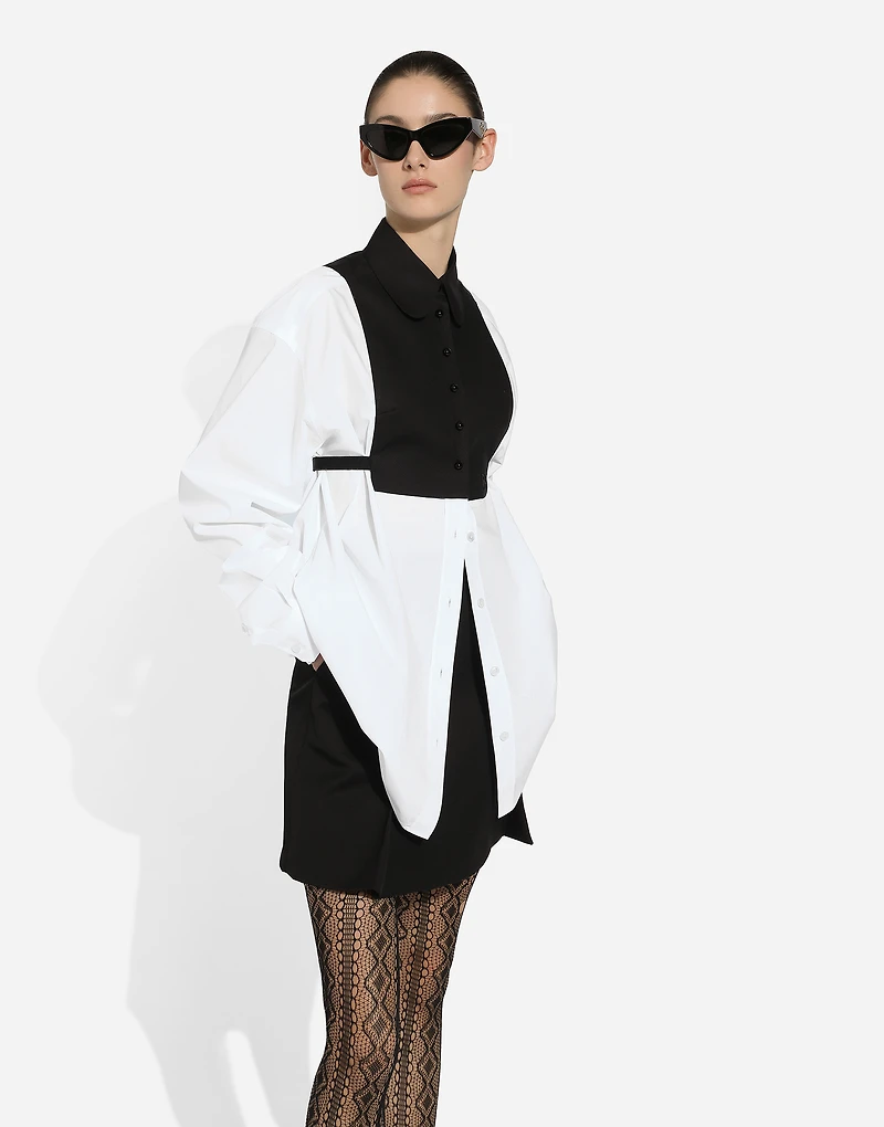 Cotton shirt with contrasting front