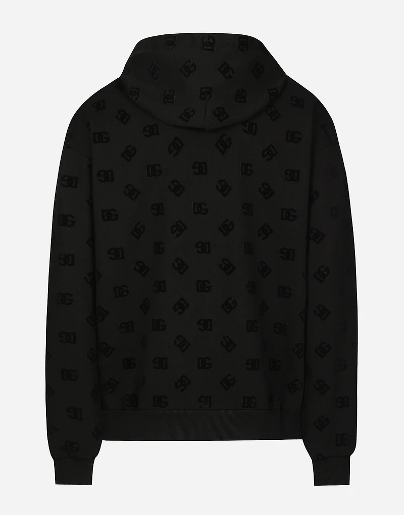 Zip-up hoodie with all-over DG print