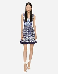 Short majolica print dress