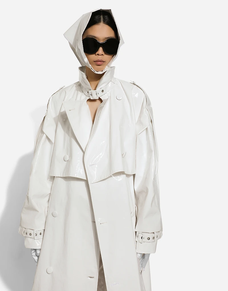 Coated cotton trench coat