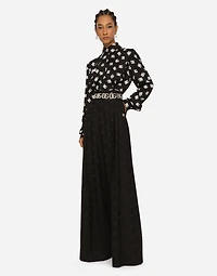 Wool jacquard pants with all-over DG logo