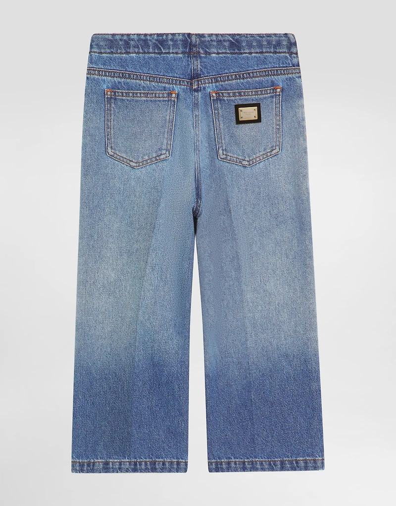 5-pocket denim trousers with logo plaque