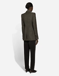 Silk chiffon shirt with glen plaid print