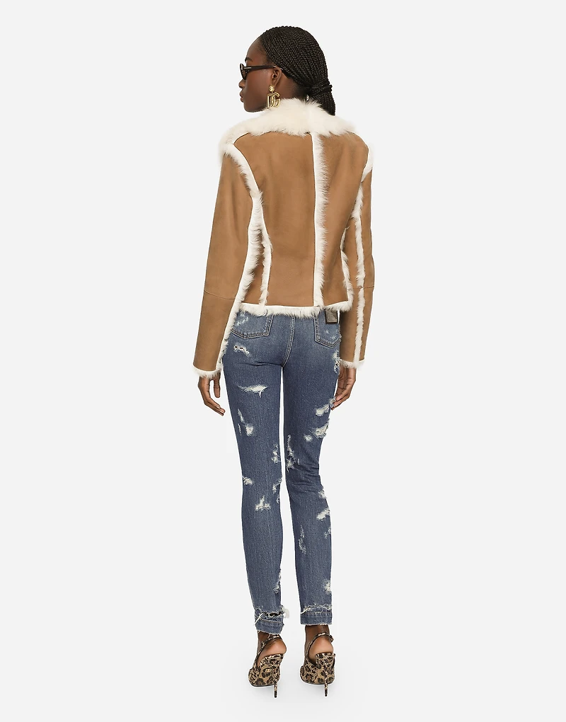 Short shearling jacket