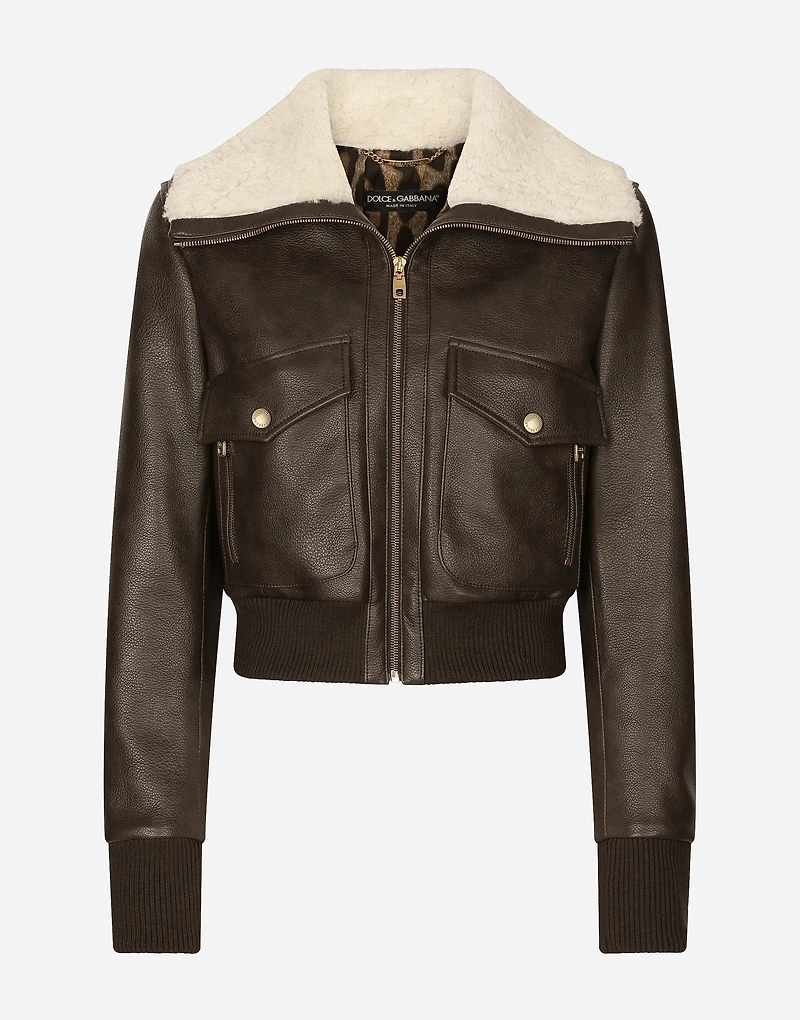 Faux leather and sheepskin jacket