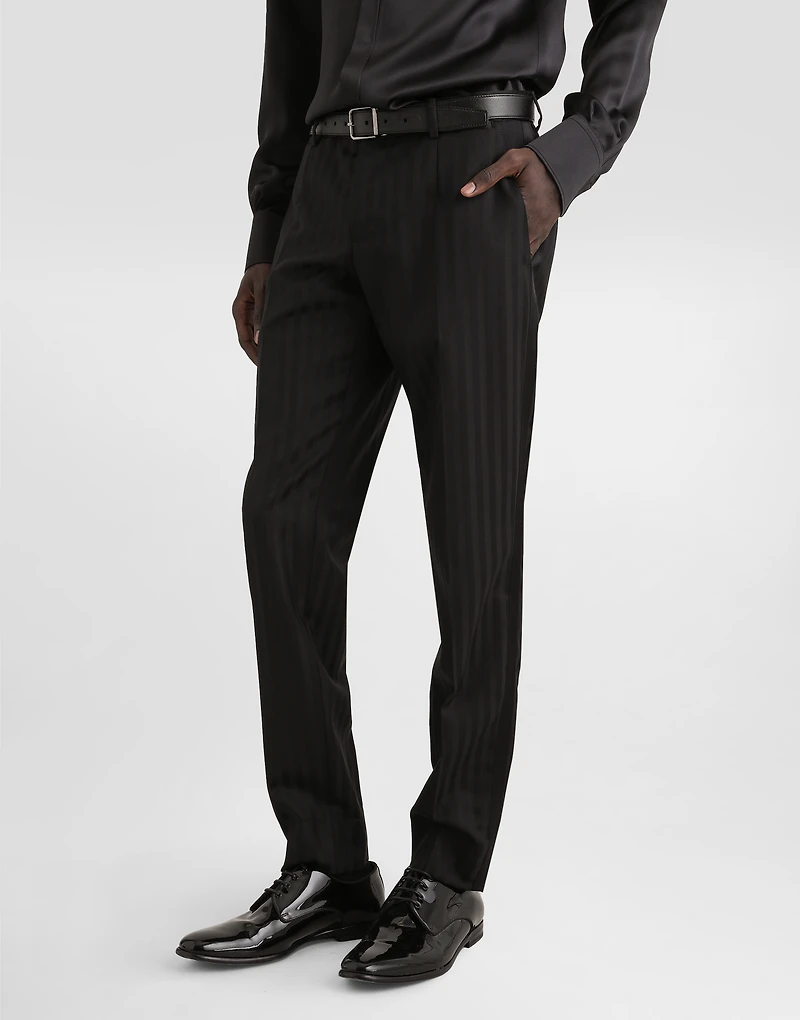 Wool pekin jacquard trousers