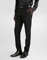 Wool pekin jacquard trousers