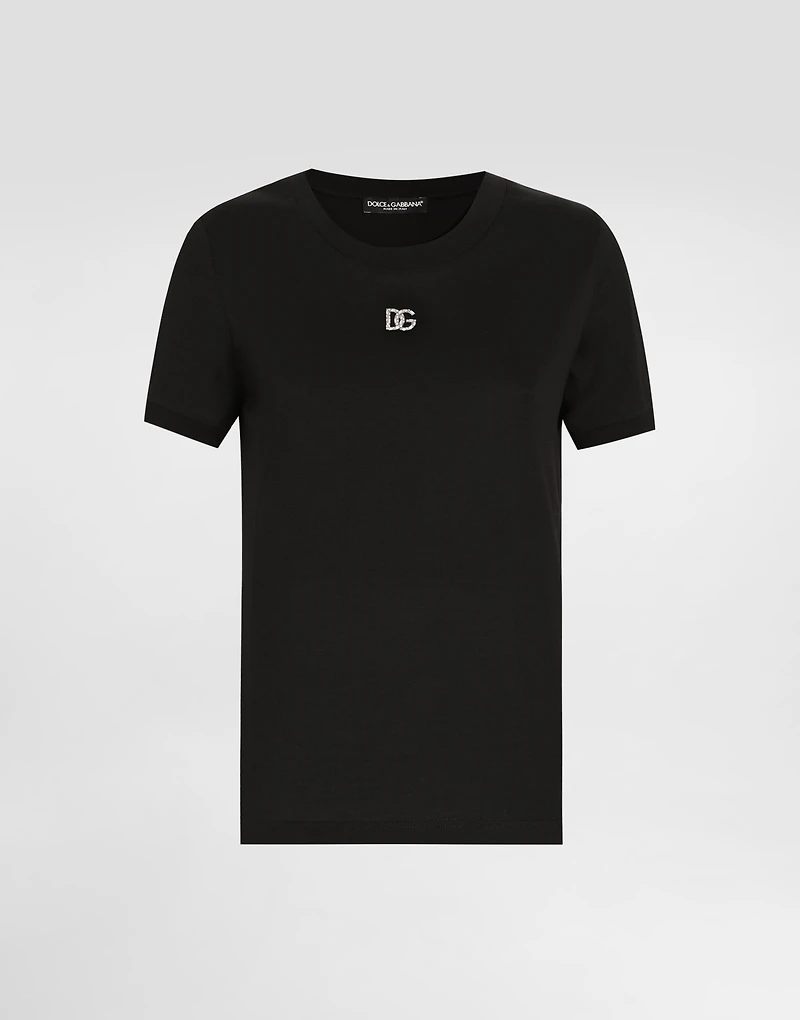 Cotton T-shirt with Crystal DG logo