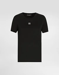 Cotton T-shirt with Crystal DG logo