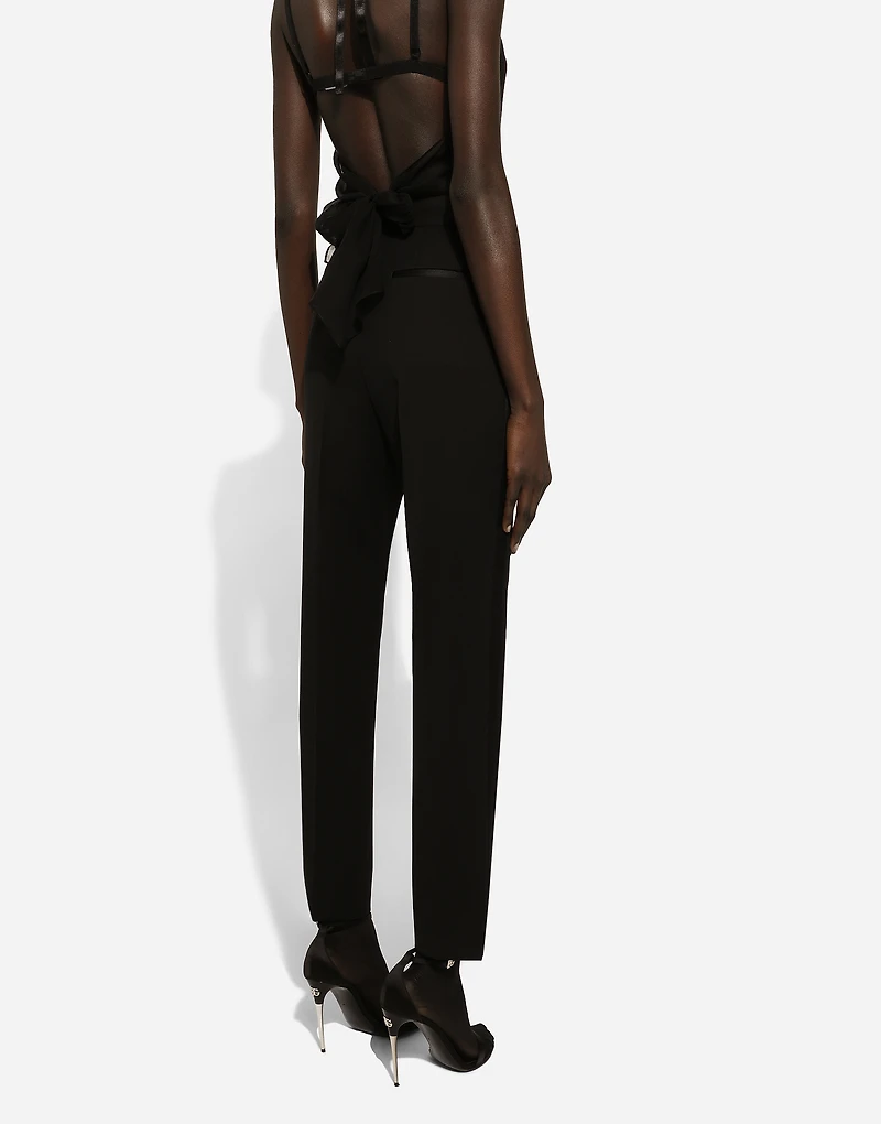 High-waisted wool gabardine cigarette pants