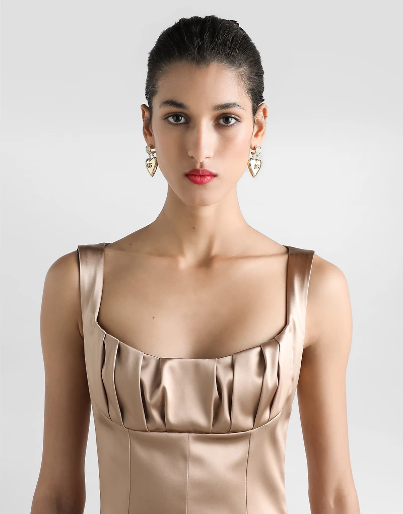 Stretch satin midi dress