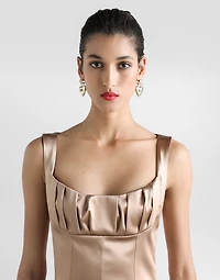 Stretch satin midi dress