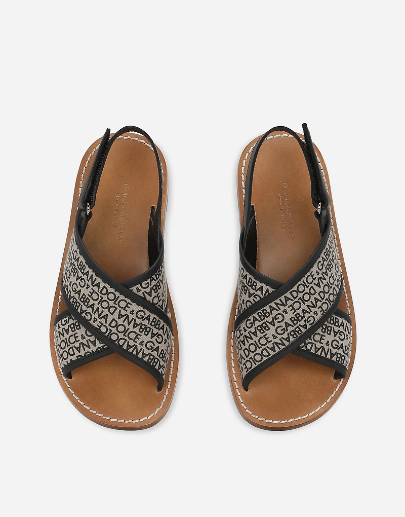 Canvas sandals with Dolce&Gabbana logo print