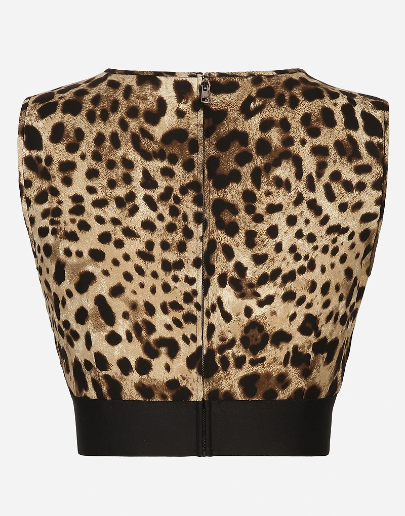 Leopard-print charmeuse top