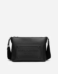 Calfskin crossbody bag with raised logo