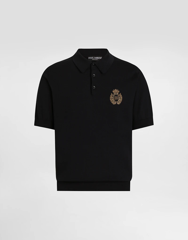 Cotton polo-shirt with heraldic patch