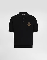 Cotton polo-shirt with heraldic patch